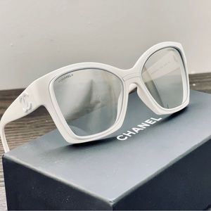 NEW AUTHENTIC CHANEL 2021 White Butterfly Sunglasses SOLD OUT A71382X060…